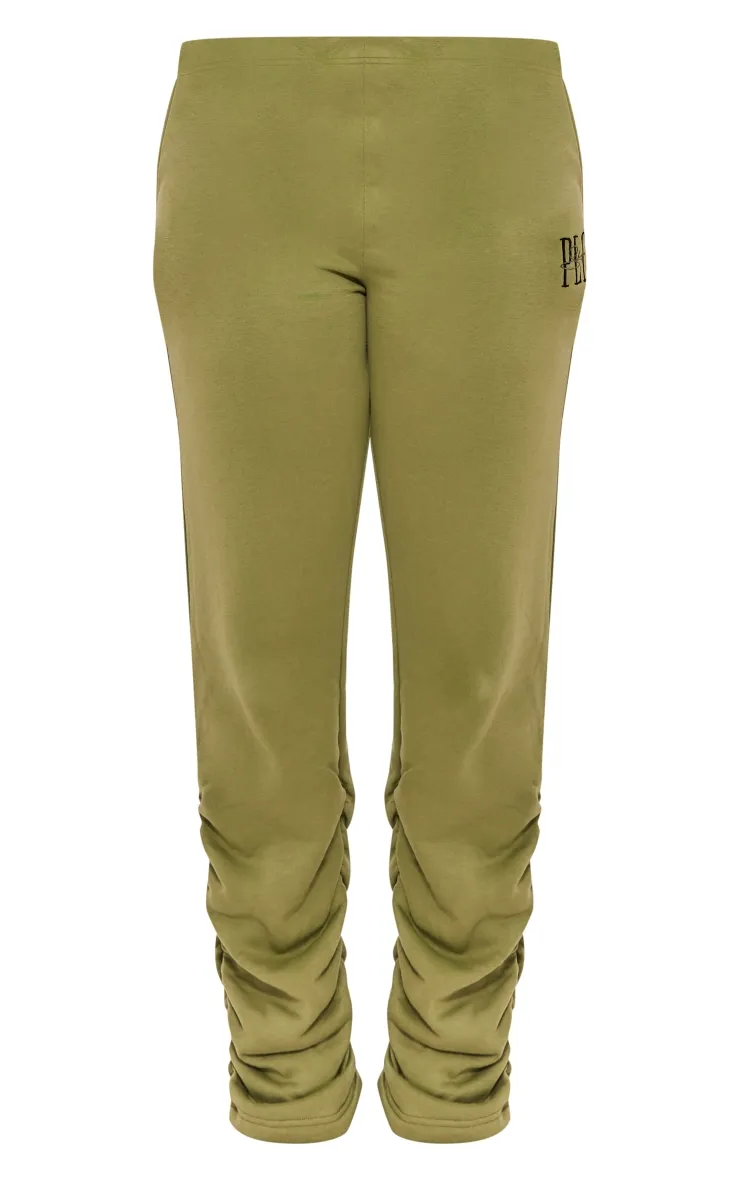 PRETTYLITTLETHING Shape Khaki Embroidered Ruched Leg Joggers sold by Pretty Little Thing product image thumbnail 5