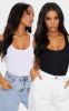 Basic Black & White Cotton Blend Racer Back Bodysuit 2 Pack sold by Pretty Little Thing