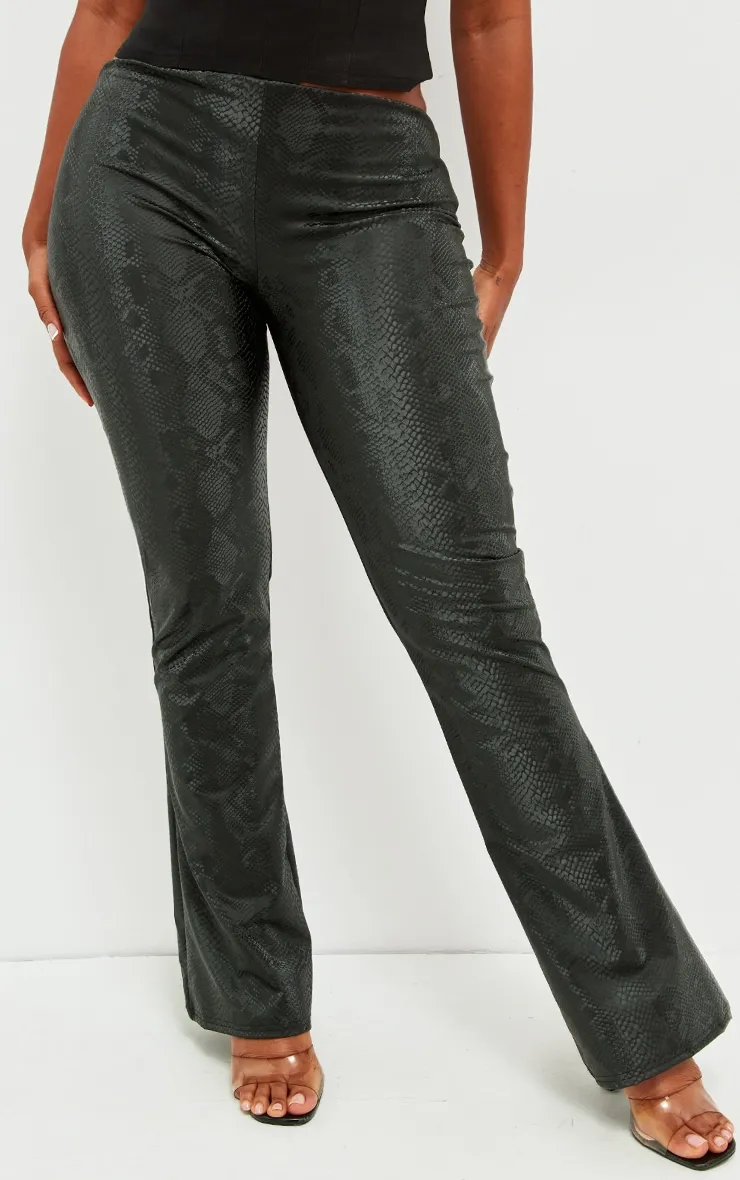 Shape Black Croc Print Faux Leather Straight Leg Trousers sold by Pretty Little Thing product image thumbnail 2