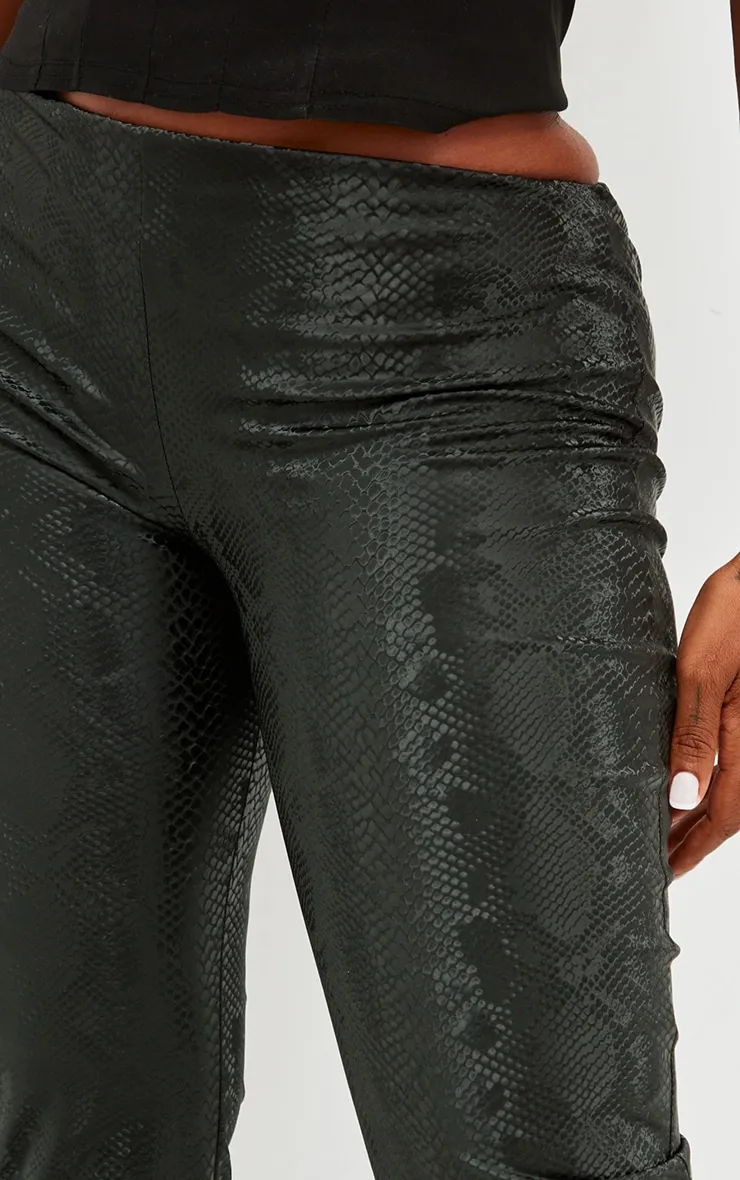 Shape Black Croc Print Faux Leather Straight Leg Trousers sold by Pretty Little Thing product image thumbnail 4