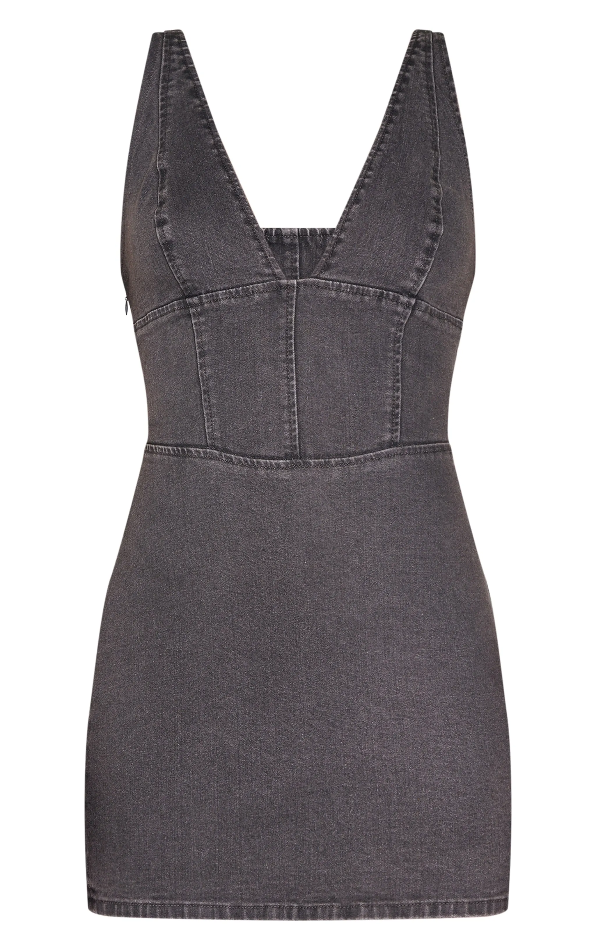 Washed Grey Plunge Corset Style Denim Mini Dress sold by Pretty Little Thing product image thumbnail 5