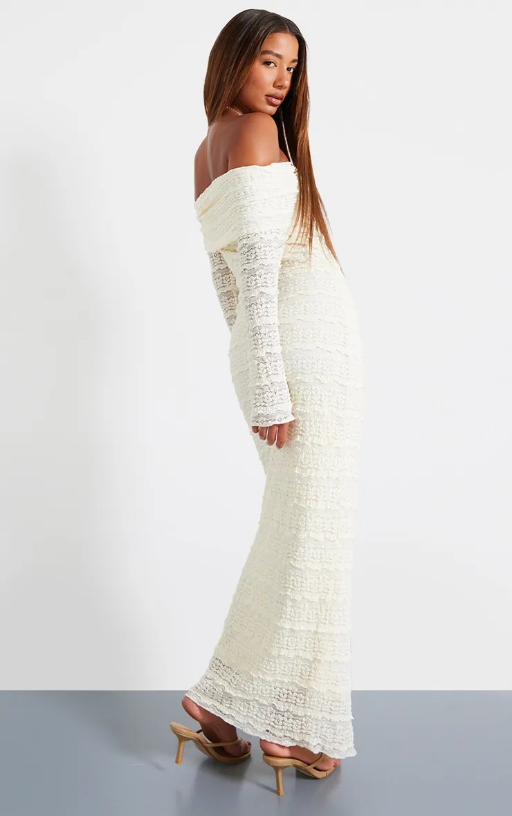 White Textured Bardot Maxi Dress sold by Pretty Little Thing product image thumbnail 2