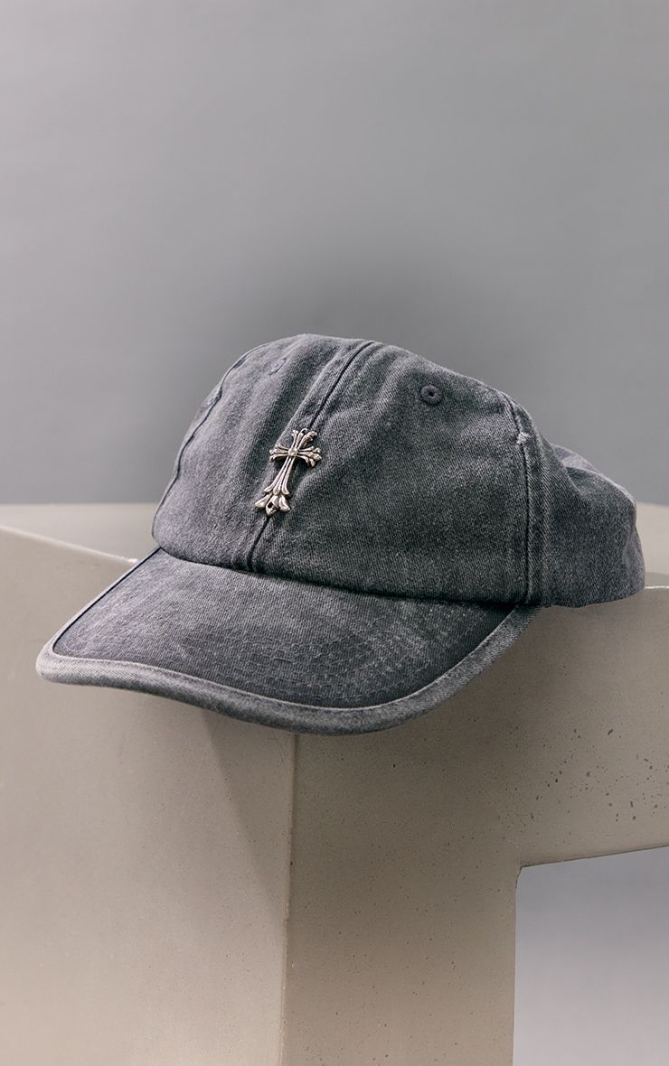 Black Distressed Wash Cross Cap sold by Pretty Little Thing product image thumbnail 2