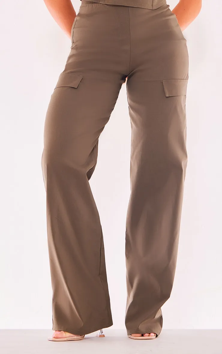 Khaki Stretch Woven Low Rise Cargo Trousers sold by Pretty Little Thing product image thumbnail 2