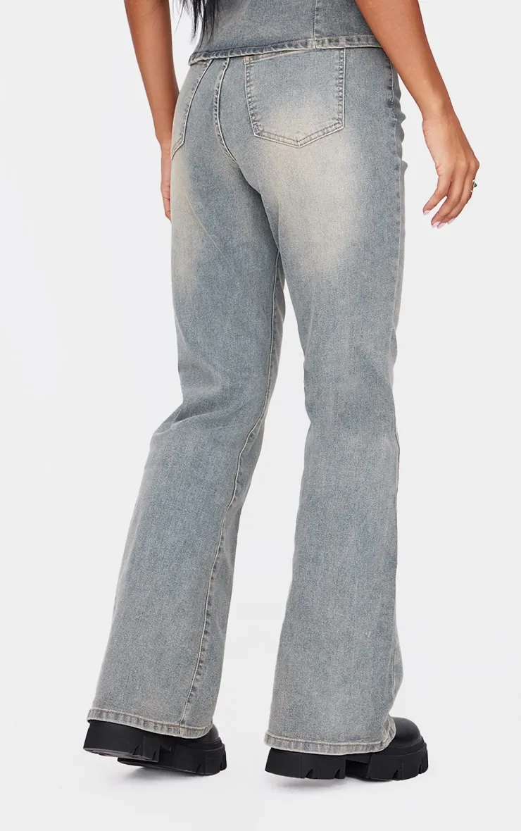 Vintage Washed Front Seam Studded Flared Jeans sold by Pretty Little Thing product image thumbnail 3