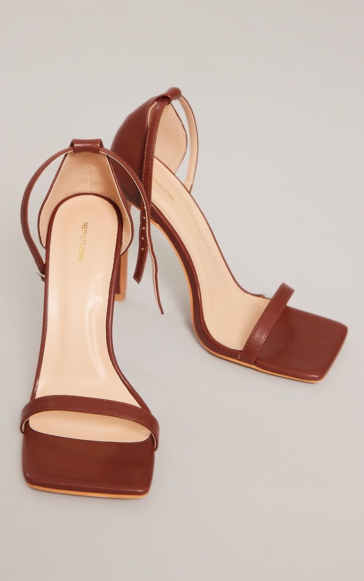 Chocolate Clover Barely There Strappy Squared Toe Heeled Sandals sold by Pretty Little Thing product image thumbnail 3