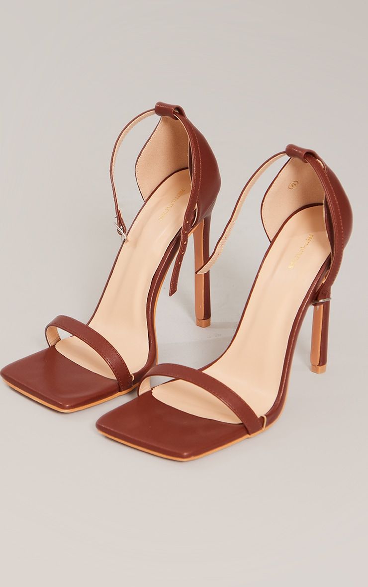 Chocolate Clover Barely There Strappy Squared Toe Heeled Sandals sold by Pretty Little Thing product image thumbnail 4
