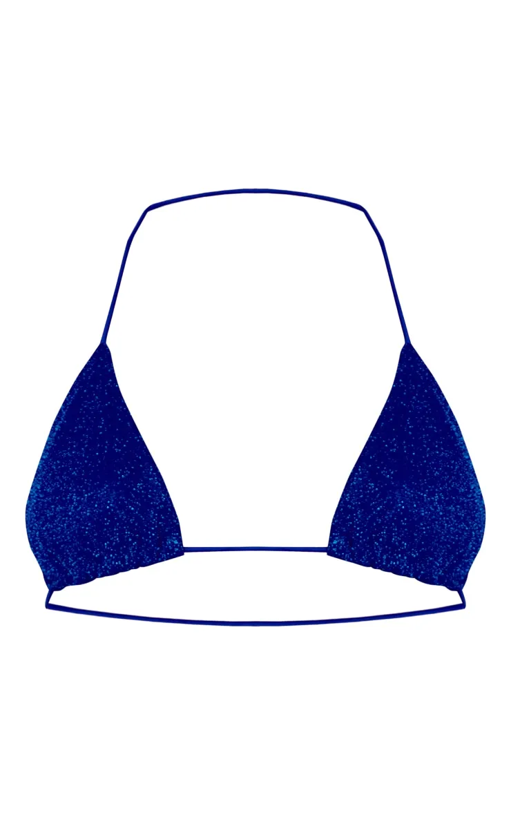 Cobalt Triangle Glitter Bikini Top sold by Pretty Little Thing product image thumbnail 5