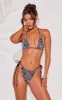 Black Textured Stripe Triangle Bikini Top sold by Pretty Little Thing