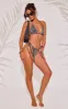 Black Textured Stripe Triangle Bikini Top sold by Pretty Little Thing
