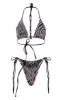 Black Textured Stripe Triangle Bikini Top sold by Pretty Little Thing