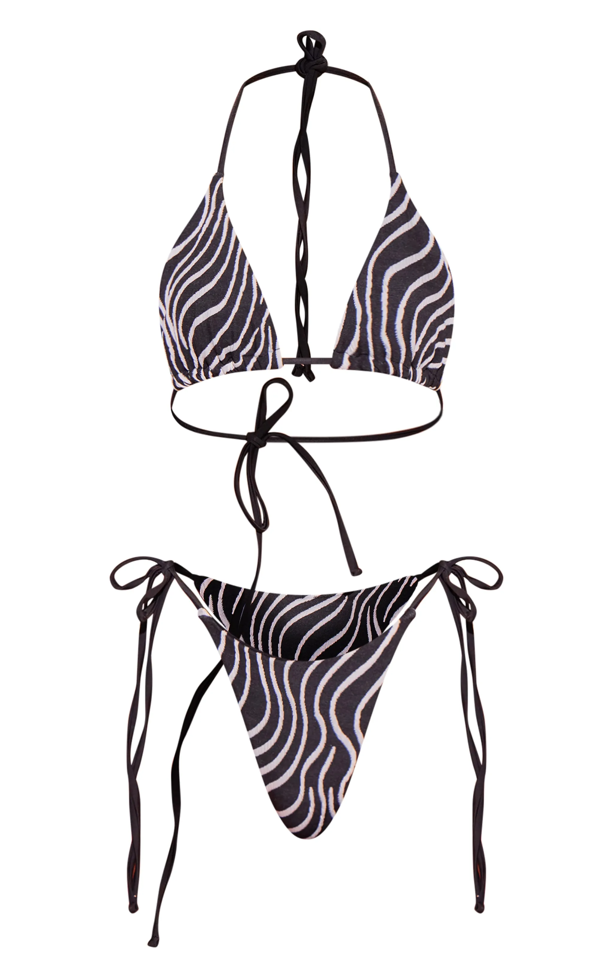 Black Textured Stripe Triangle Bikini Top sold by Pretty Little Thing product image thumbnail 5