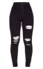 PRETTYLITTLETHING Black Ripped Disco Skinny Jeans sold by Pretty Little Thing