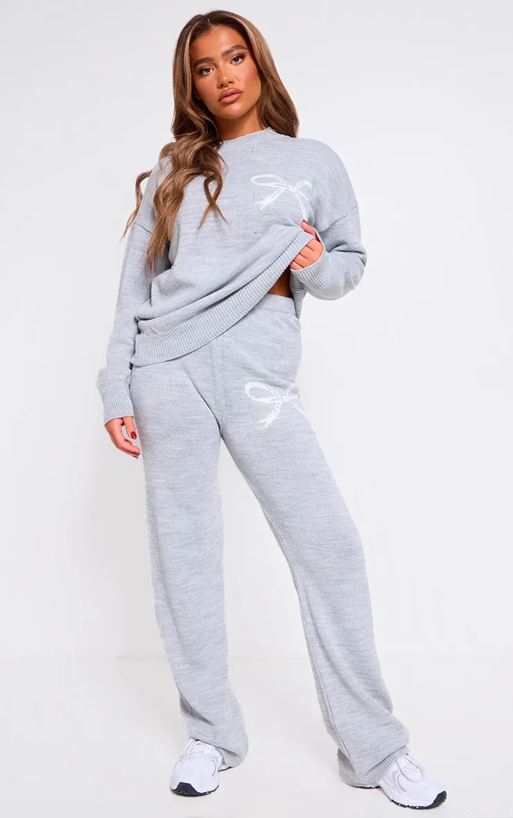 Ash Grey Soft Knit Wide Leg Joggers sold by Pretty Little Thing