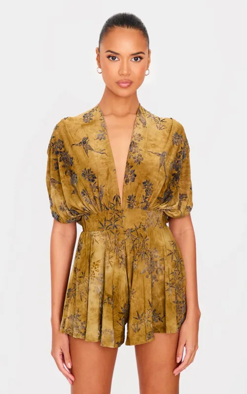 Olive Devore Sleeveless Plunge Playsuit made by Pretty Little Thing