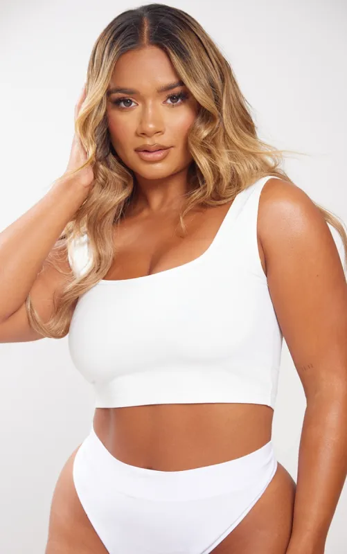 Shape White Sculpted Scoop Neck Crop Top sold by Pretty Little Thing