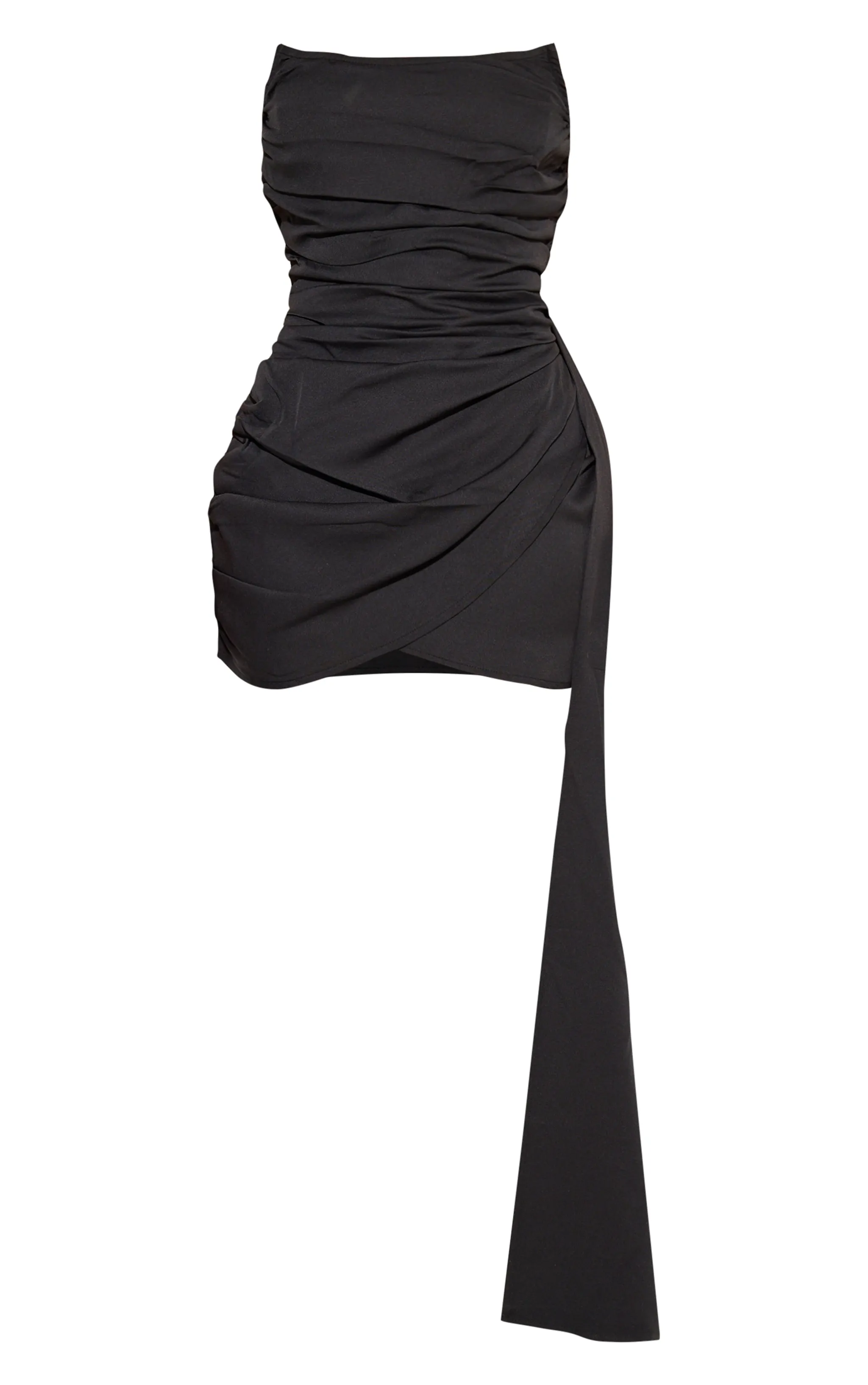 Shape Black Woven Bandeau Drape Front Mini Dress sold by Pretty Little Thing product image thumbnail 5