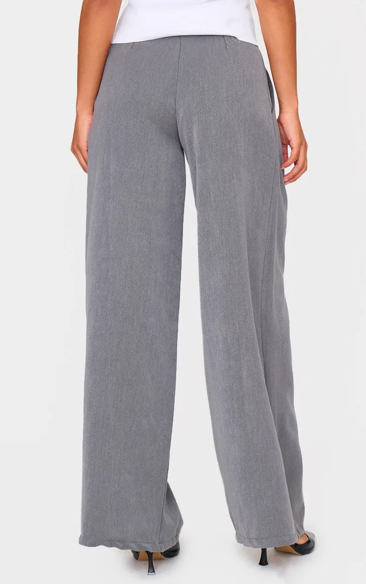 Charcoal Mid Rise Wide Leg Woven Trousers sold by Pretty Little Thing product image thumbnail 3