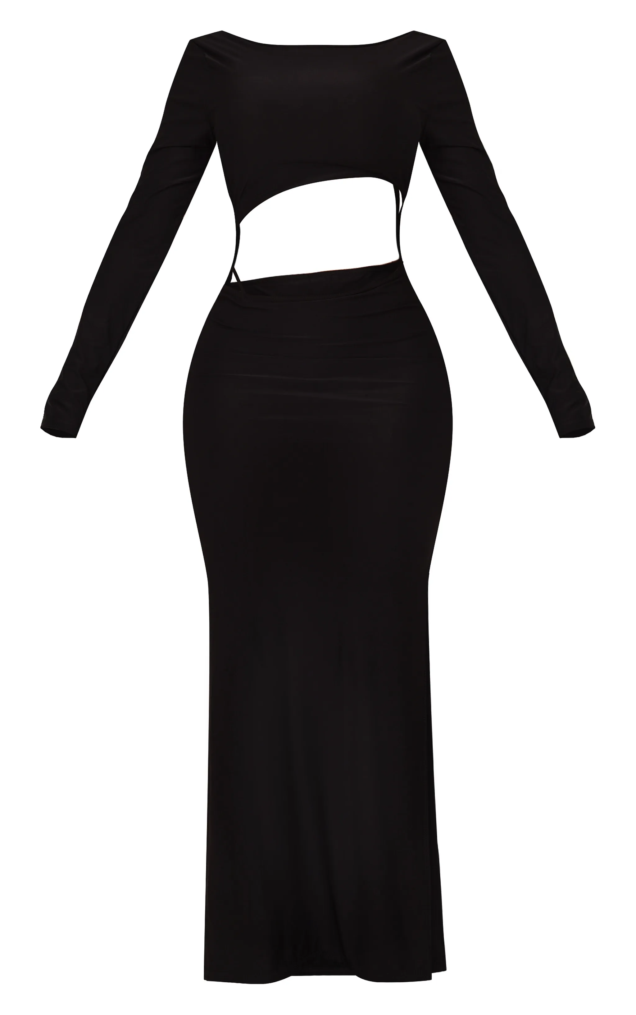 Shape Black Slinky Long Sleeve Cut Out Strap Detail Maxi Dress sold by Pretty Little Thing product image thumbnail 5
