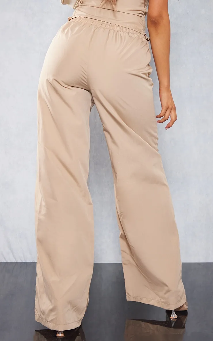 Stone Woven Wide Leg Cargo Trousers sold by Pretty Little Thing product image thumbnail 3