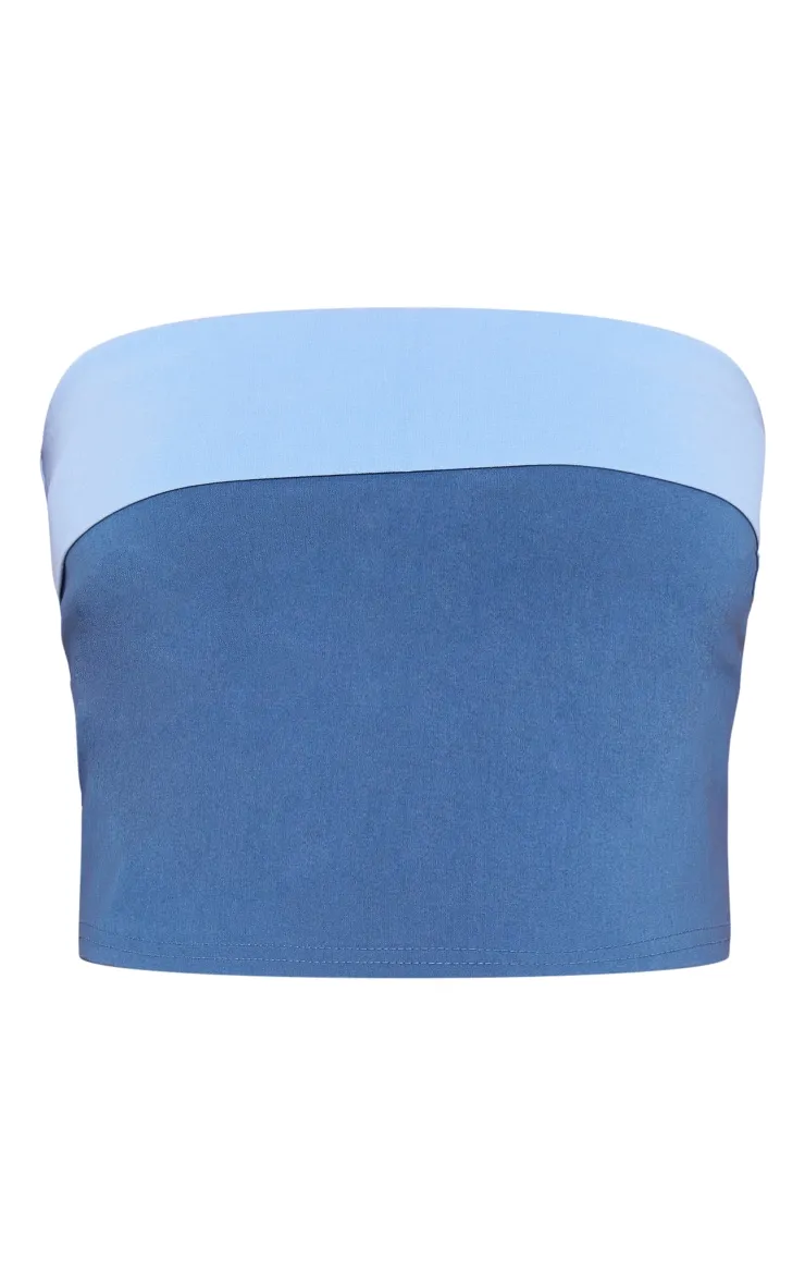 Tall Blue Contrast Fold Over Bandeau Top sold by Pretty Little Thing product image thumbnail 5