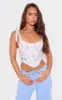 White Floral Jacquard Ribbon Straps Corset sold by Pretty Little Thing