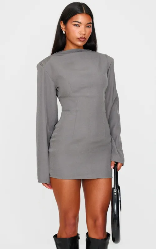 Grey Woven Batwing Bodycon Dress sold by Pretty Little Thing