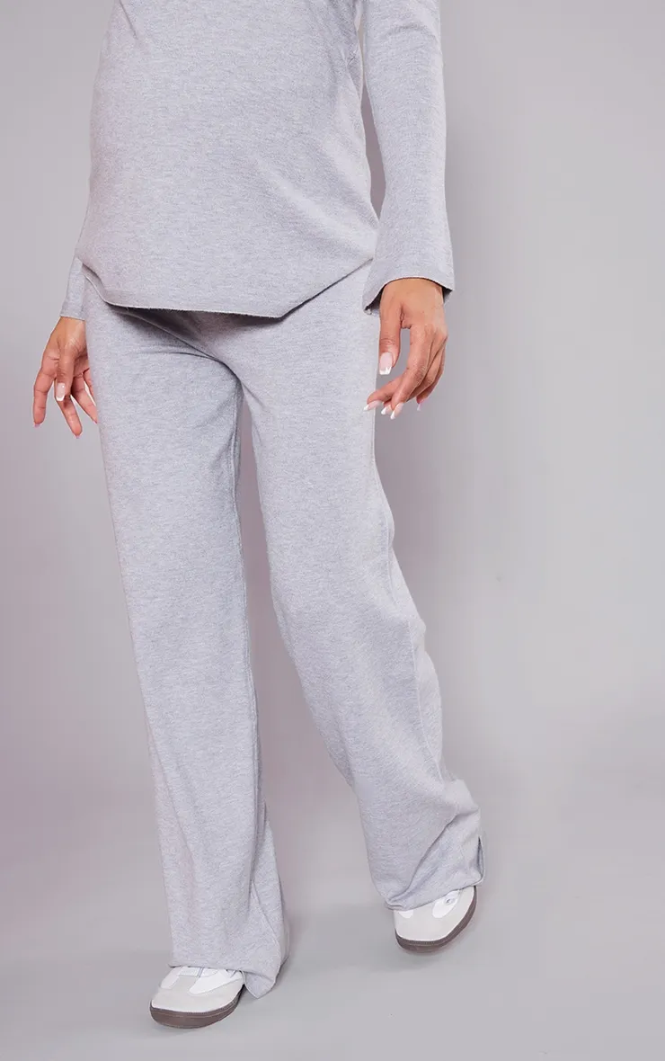 Maternity Grey Knitted Wide Leg Trousers sold by Pretty Little Thing product image thumbnail 2