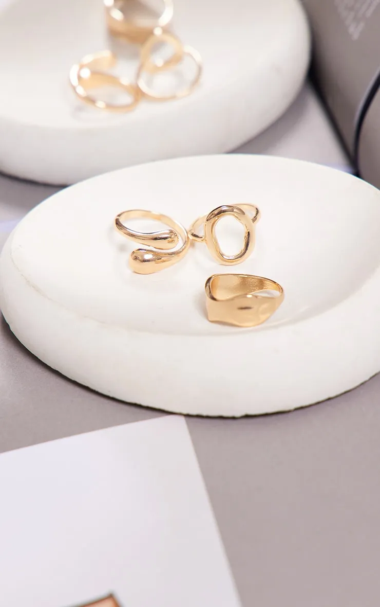 Gold Abstract Pack Of 3 Rings sold by Pretty Little Thing product image thumbnail 2