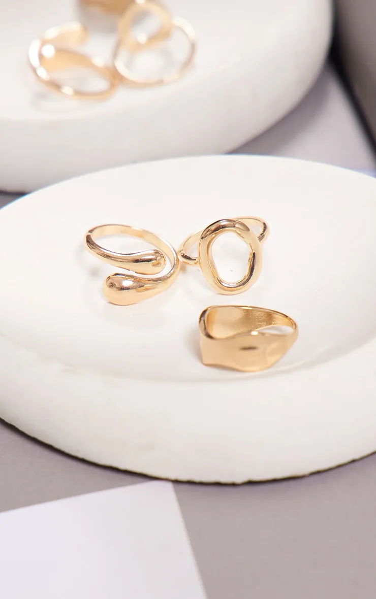 Gold Abstract Pack Of 3 Rings sold by Pretty Little Thing product image thumbnail 3
