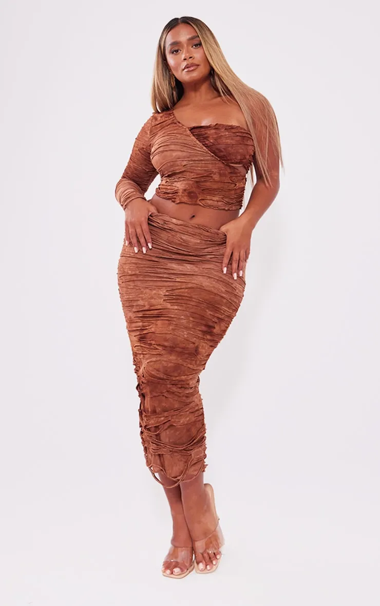 Shape Brown Distressed Maxi Skirt sold by Pretty Little Thing