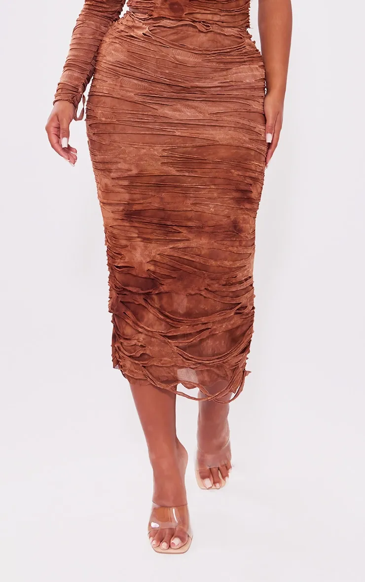 Shape Brown Distressed Maxi Skirt sold by Pretty Little Thing product image thumbnail 2