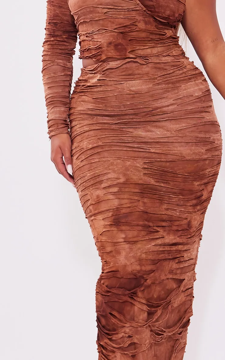 Shape Brown Distressed Maxi Skirt sold by Pretty Little Thing product image thumbnail 4