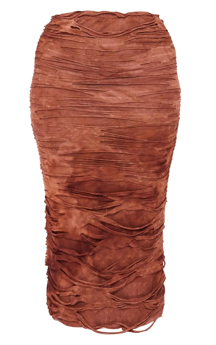 Shape Brown Distressed Maxi Skirt sold by Pretty Little Thing product image thumbnail 5