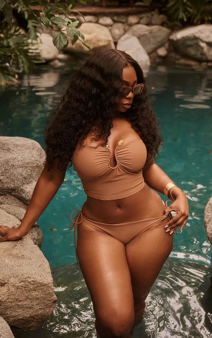 Plus Brown Trim Detail Bandeau Tankini Top sold by Pretty Little Thing product image thumbnail 4