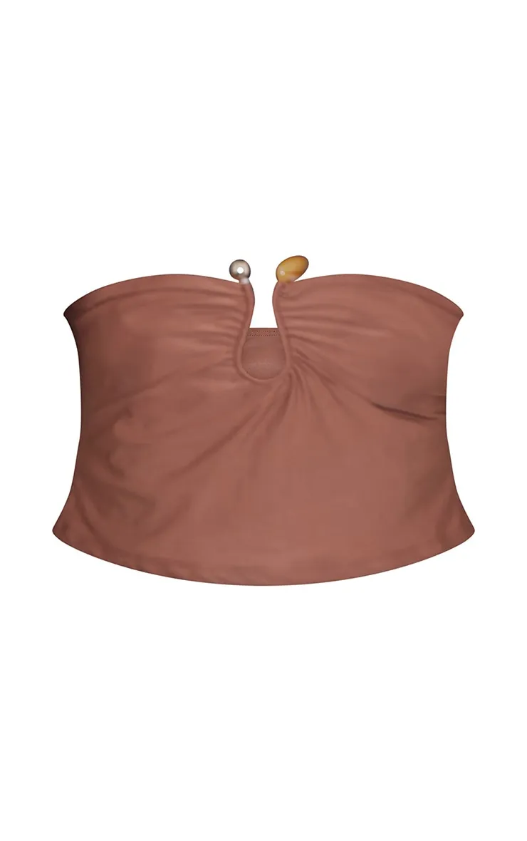 Plus Brown Trim Detail Bandeau Tankini Top sold by Pretty Little Thing product image thumbnail 5