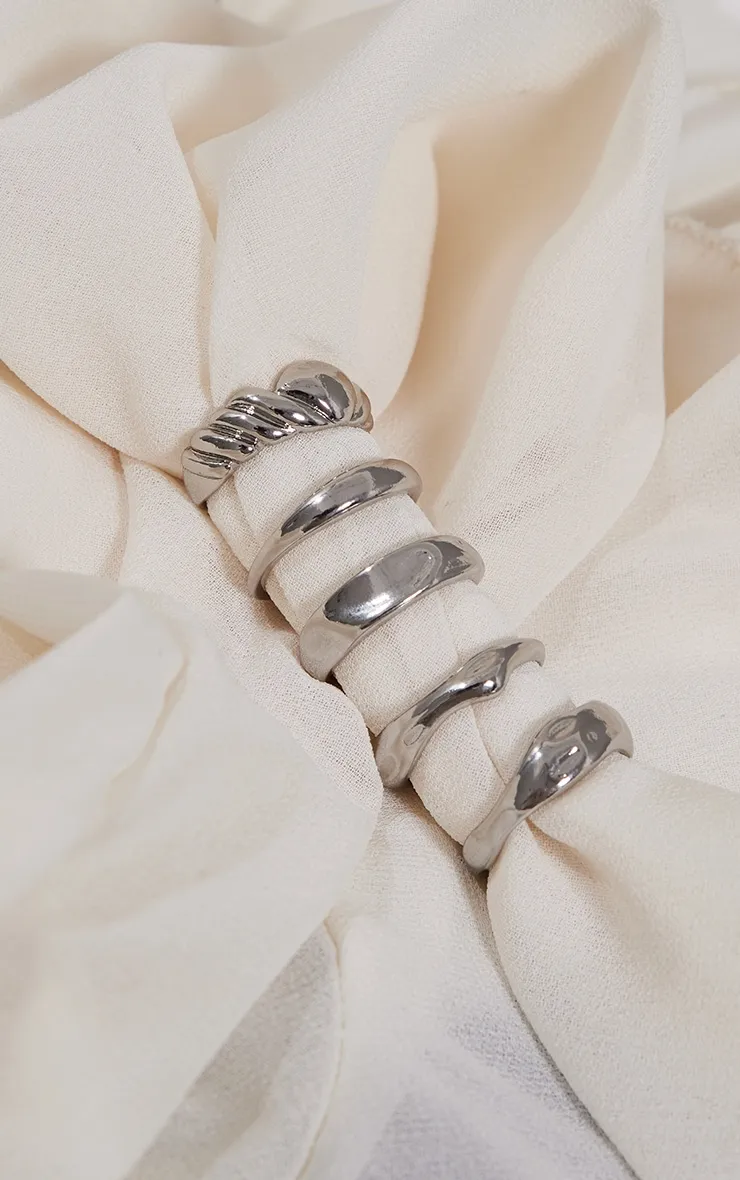 Silver Textured Ring Multipack sold by Pretty Little Thing product image thumbnail 2