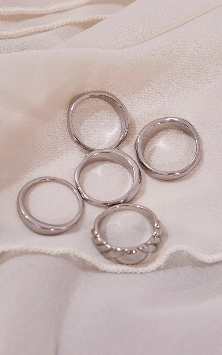 Silver Textured Ring Multipack sold by Pretty Little Thing product image thumbnail 3