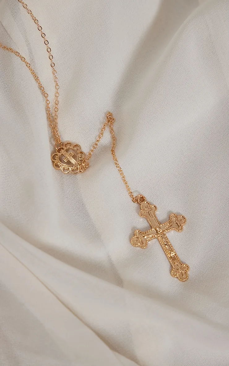 Gold Heart Cross Necklace sold by Pretty Little Thing product image thumbnail 4