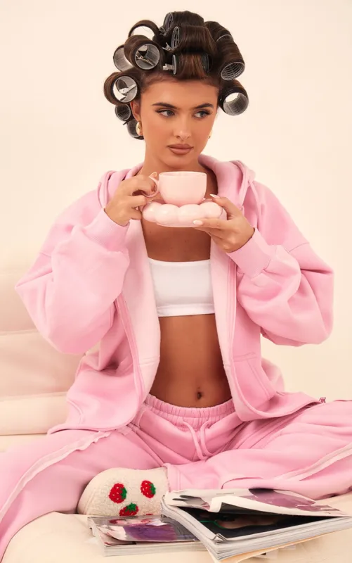 Light Pink Oversized Zip Through Seam Detail Hoodie sold by Pretty Little Thing