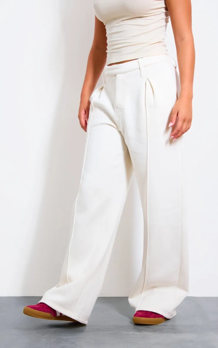 Cream Pintuck Fleeceback Tailored Joggers sold by Pretty Little Thing product image thumbnail 2