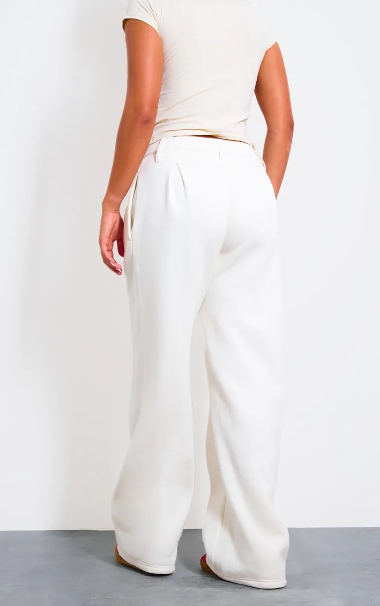 Cream Pintuck Fleeceback Tailored Joggers sold by Pretty Little Thing product image thumbnail 3