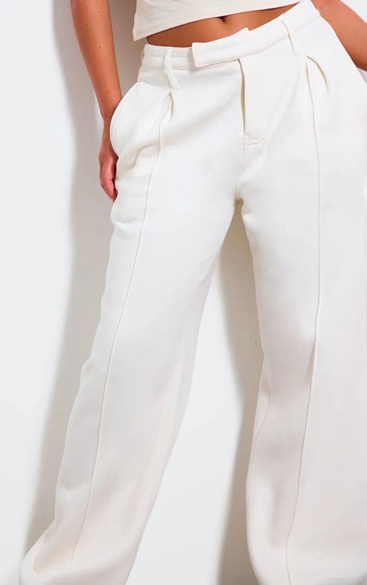 Cream Pintuck Fleeceback Tailored Joggers sold by Pretty Little Thing product image thumbnail 4