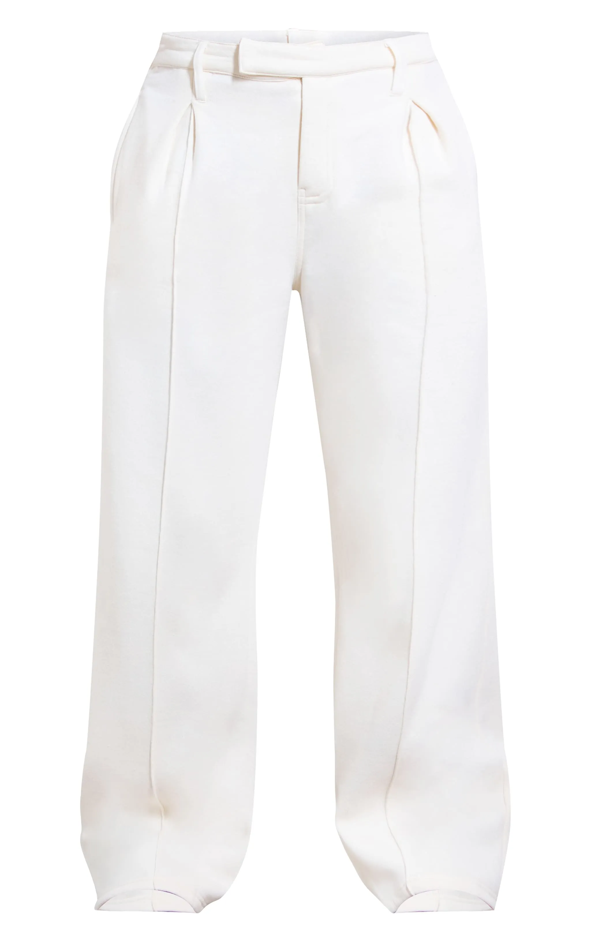 Cream Pintuck Fleeceback Tailored Joggers sold by Pretty Little Thing product image thumbnail 5