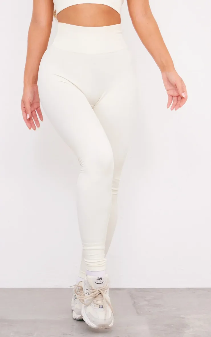 Bone Basic Seamless High Waist Gym Leggings sold by Pretty Little Thing product image thumbnail 2