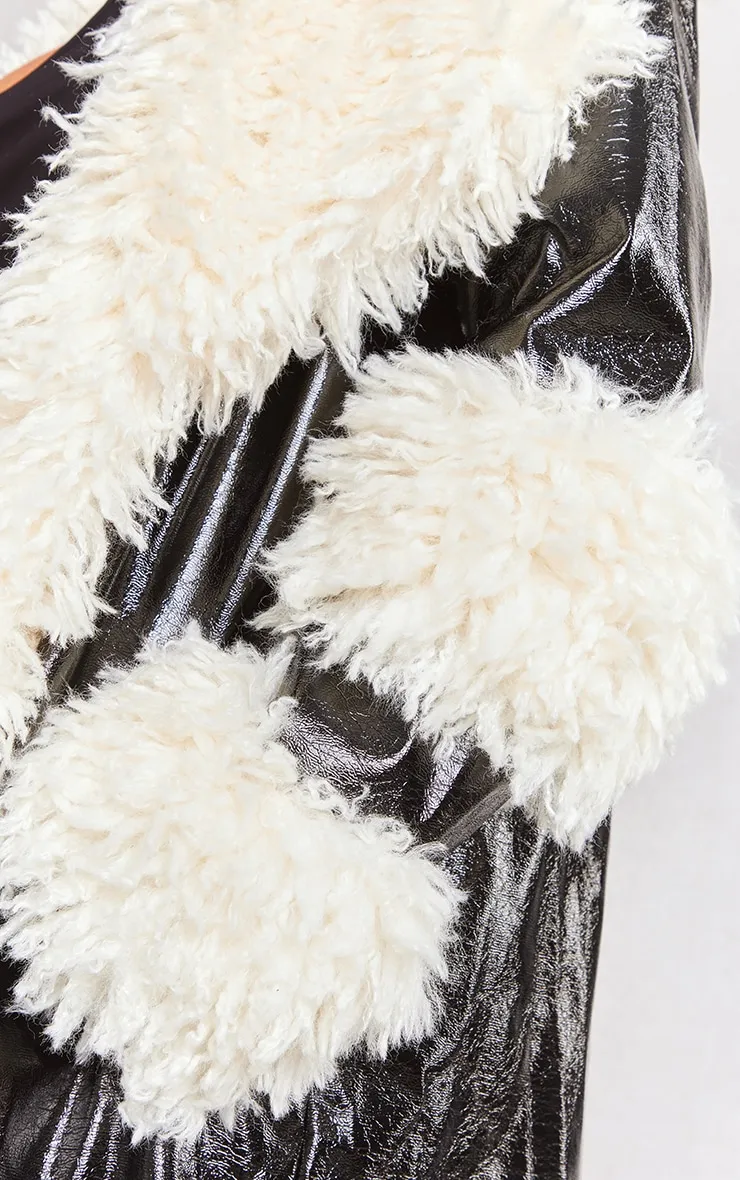 Petite Black Borg Trim Midi Coat sold by Pretty Little Thing product image thumbnail 4