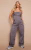 Charcoal Bandeau Corset Wide Leg Jumpsuit sold by Pretty Little Thing