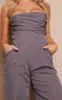 Charcoal Bandeau Corset Wide Leg Jumpsuit sold by Pretty Little Thing