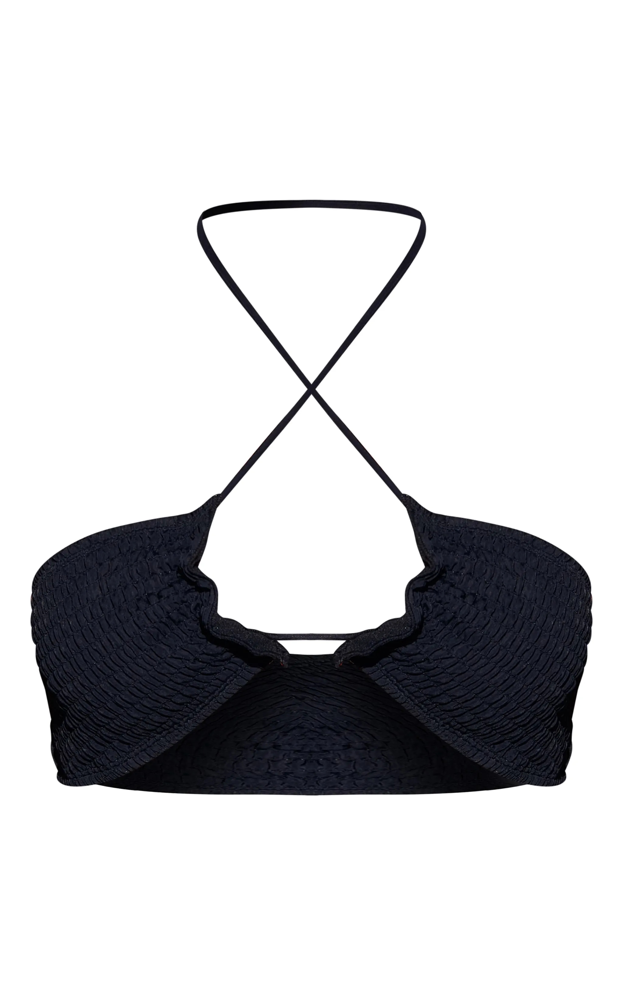 Black Shirred Halter Neck Bikini Top sold by Pretty Little Thing product image thumbnail 5