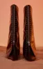 Black PU Point Toe Silver Stud Fold Over High Stiletto Heeled Boots sold by Pretty Little Thing
